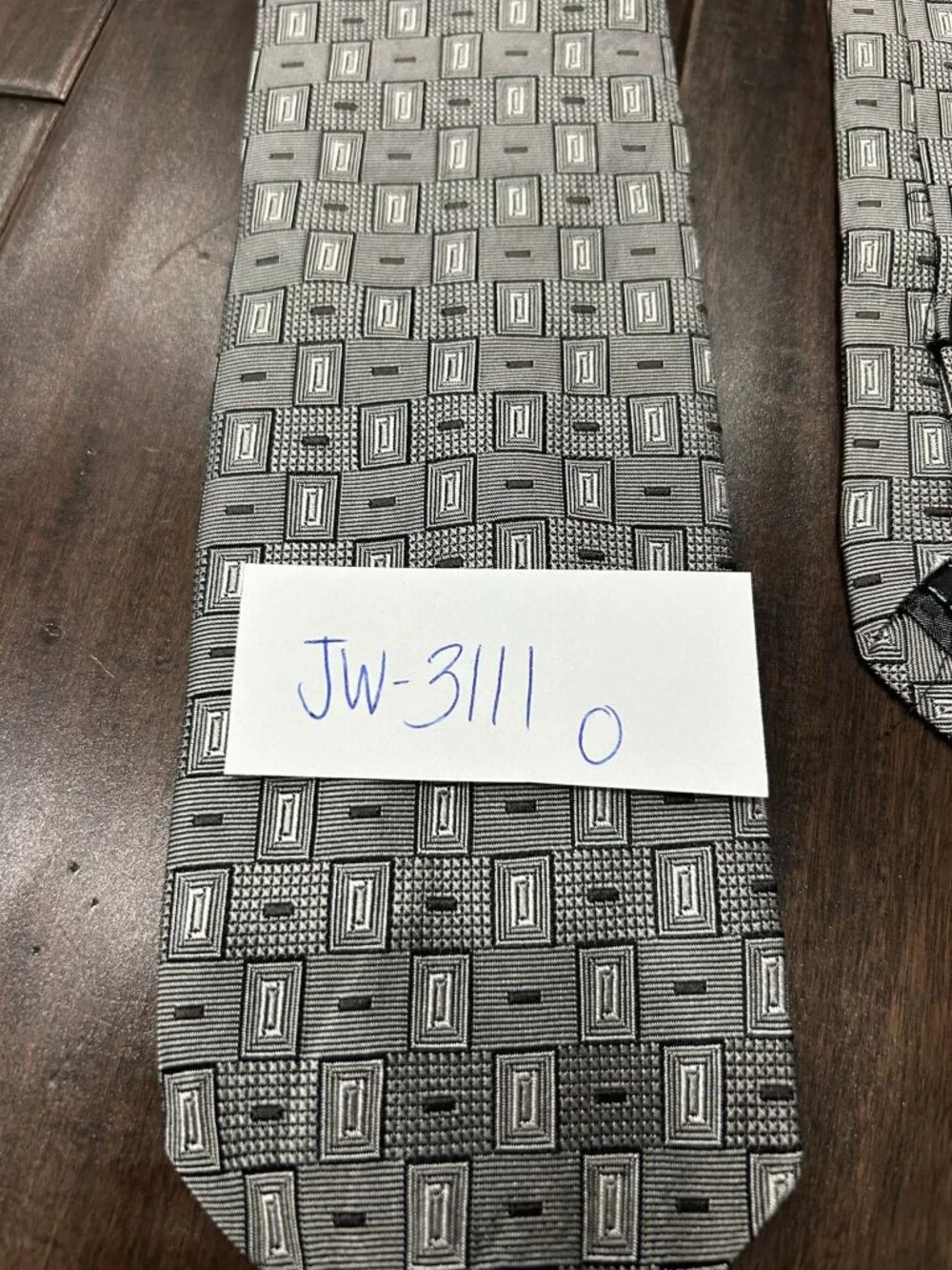 Stefano Conti Mens Black Silver Geometric 100% Italian Silk Tie Vintage Retro